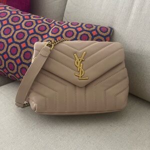 Taupe Quilted Crossbody Bag